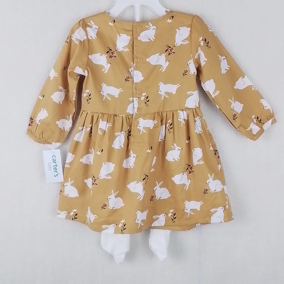 NWT Carter's‎ Baby 3-Piece Dress Set Girl's Size 18m in Yellow w/ Bunnies - Picture 7 of 15